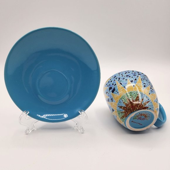 GdP Giordano di Ponzano Italy Modern Cup Saucer Bright Geometric Mosaic Sunburst - Picture 5 of 12